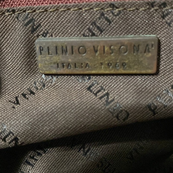 Plinio Visona Elegant Burgundy Leather Tote Bag women Large boho Y2K avant-garde - Picture 5 of 15